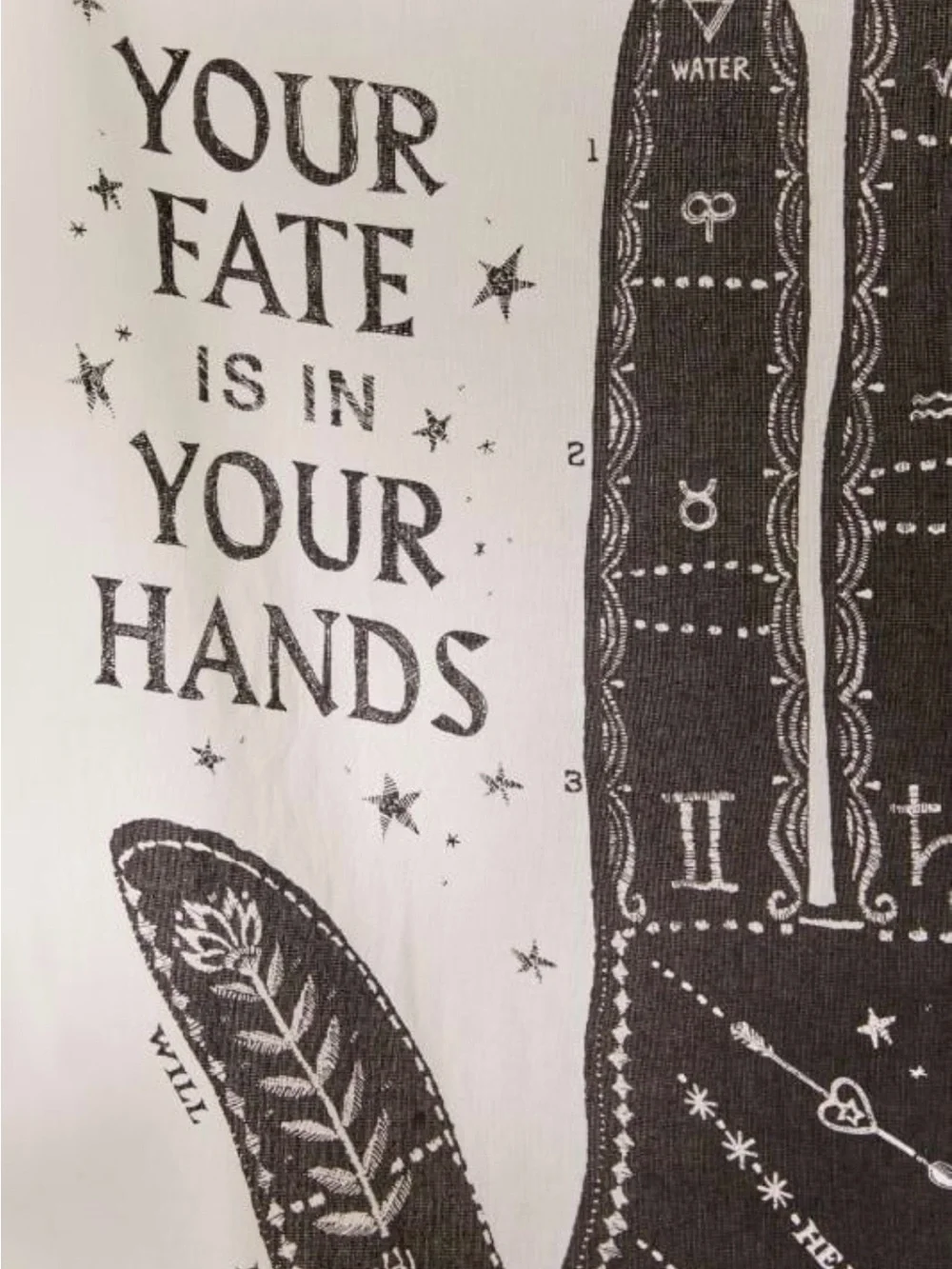 Urban Outfitters Black on White Palmistry Towel